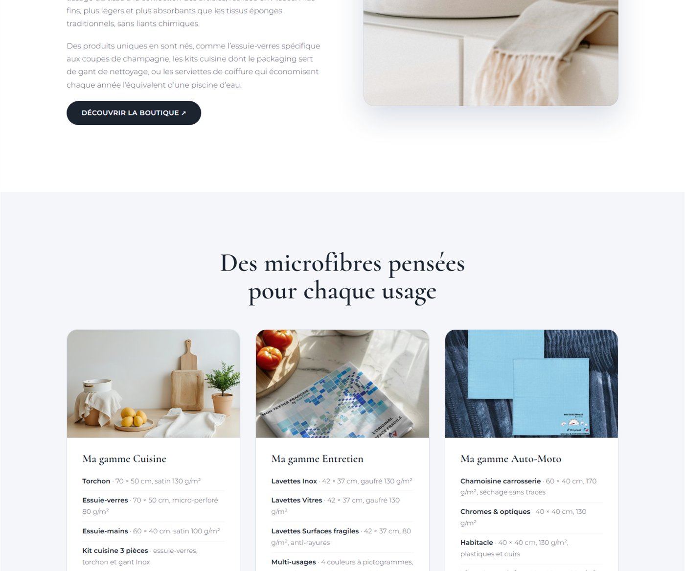 Les gammes présentées par usage