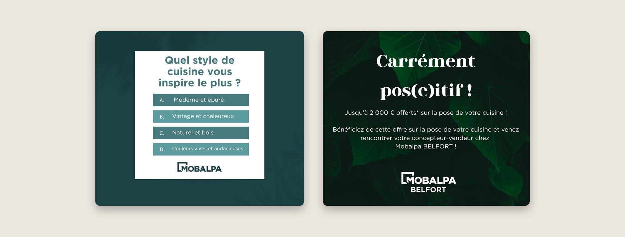 Sondage sur les styles de cuisine et offre sur la pose
