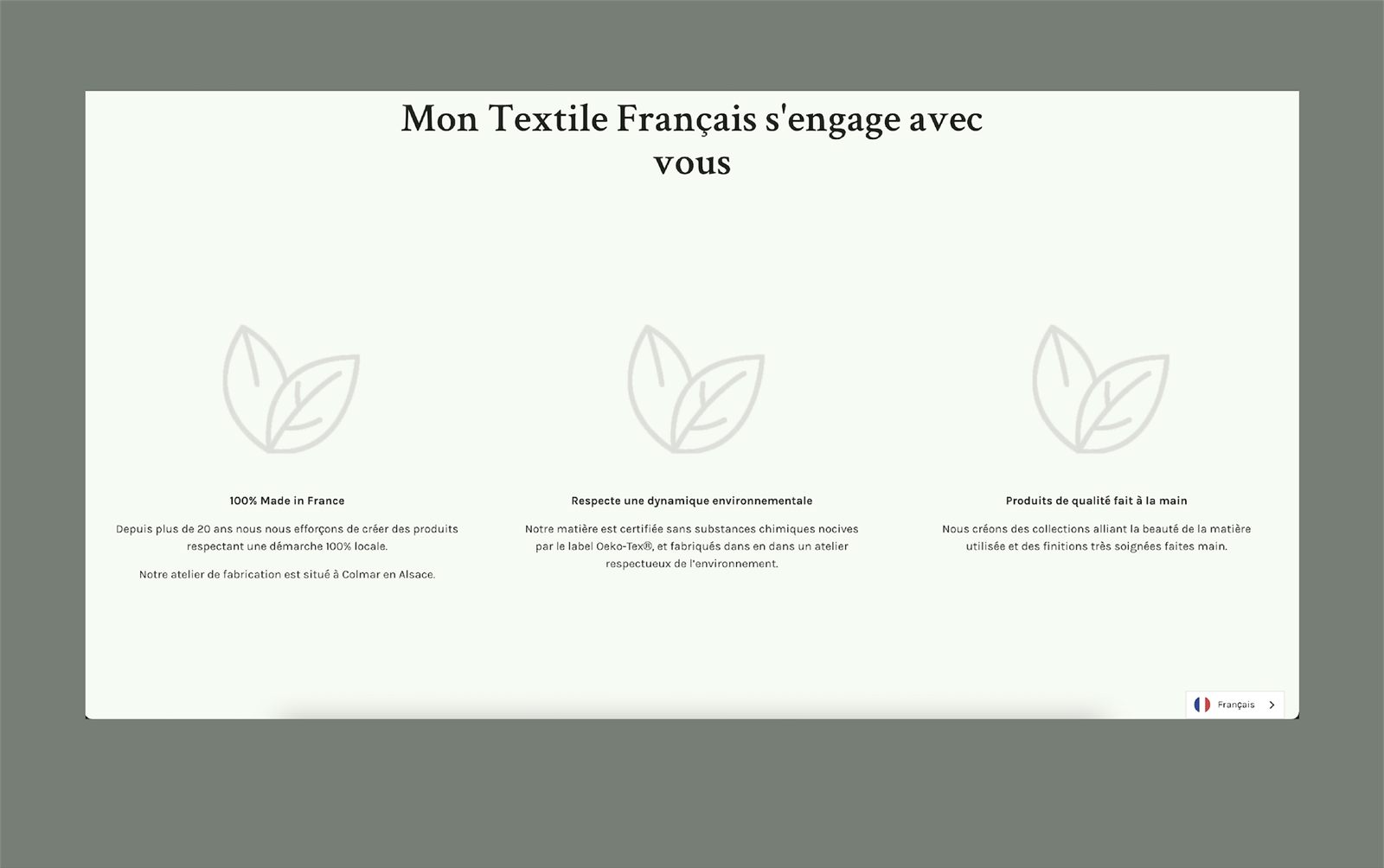 Page des engagements de la marque sur le site