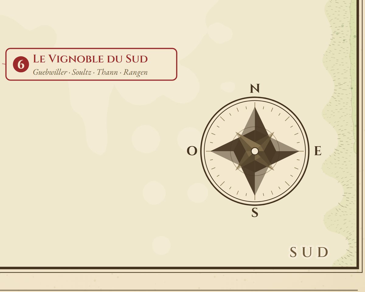 Rose des vents et cartouche du vignoble du Sud